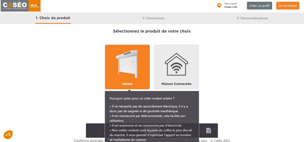 Caséo - configurateur Volets