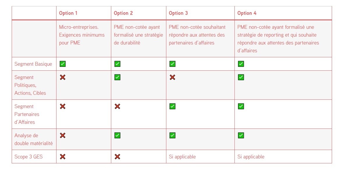 CSRD : tableau récapitulatif de mise en oeuvre pour les PME et micro-entreprises.